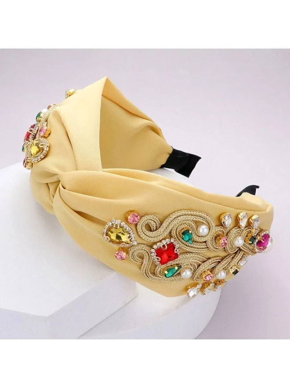 102. Golden Indian Dream Multi Stone Embellished Twisted Headband